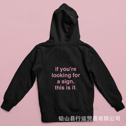 Foreign Trade New Product Letter Pattern Retro Printed Top Pullover Loose Hooded Printed Sweatshirt