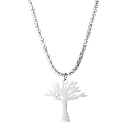 Personalized Versatile Hollow Tree of Life Stainless Steel Pendant Necklace for Women, Simple Non-Fading Chain for Men and Women, Stackable