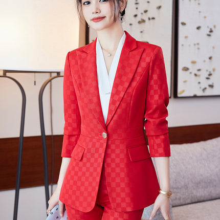 Suit suit women's fashion front desk reception work clothes high-grade light luxury jewelry shop business wear work clothes two-piece suit