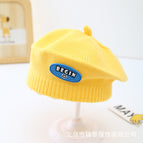 Smiley leather label beret-yellow / 3-48 months
