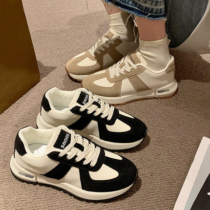 2025 Spring New Women's Shoes Waffle Forrest Gump Sneakers Color Matching Round Toe Thick Sole Casual Dad Shoes Moral Training Shoes Trbottomy