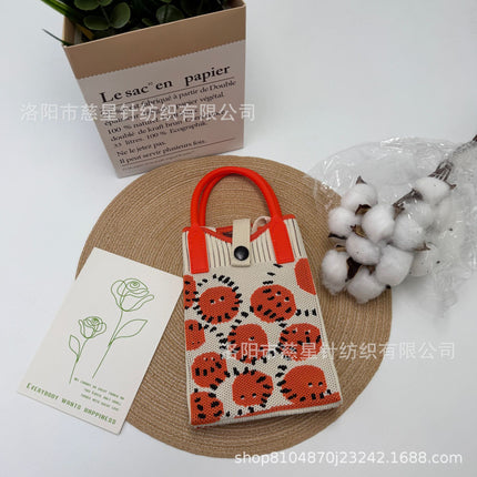 Girl's Heart-Shaped Knitted Crossbody Bag
