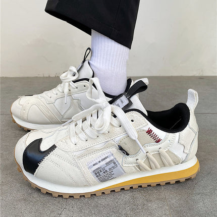 Korean Style Student Men's Shoes Trendy 2025 Spring Couple's Versatile Waffle Trainer Shoes Ins Super Popular Sports Casual Shoes