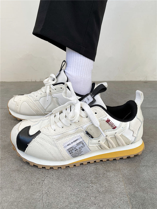 Korean Style Student Men's Shoes Trendy 2025 Spring Couple's Versatile Waffle Trainer Shoes Ins Super Popular Sports Casual Shoes