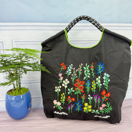 ball chain Japanese high quality eco-friendly shopping bag embroidered hand canvas bag nylon shopping bag