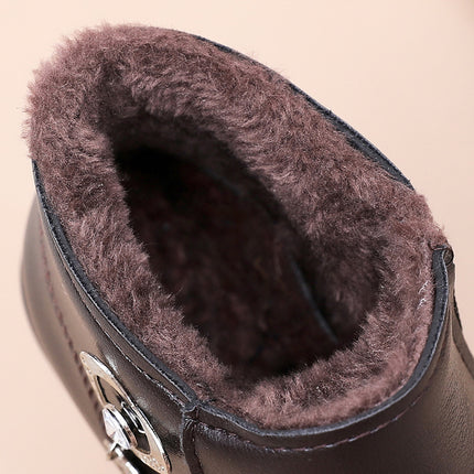 Mother Shoes Winter Cotton Shoes Middle-aged Winter Shoes fleece-lined Autumn and Winter Non-slip Warm Ankle Boots for the Elderly Middle-aged Women's Shoes Leather Shoes