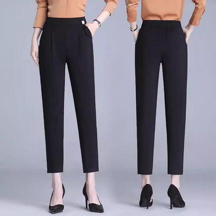 High-end Wide-leg Pants Spring and Autumn New Arrival Middle-aged Mother High Waist Loose plus size Dosing Straight Pants Casual Women's Pants