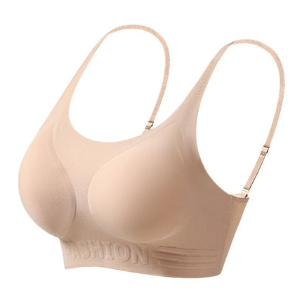 Seamless Liquid Foundation Underwear Women's Summer Thin Steel Ring-Free Invisible Bra Vest Beautiful Back Skin Color Bra