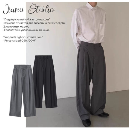JIAMU American Baggy Deconstructed Stitching Casual Pants Men's Spring New Fashion Brand High-grade Vertical Wide-leg Pants