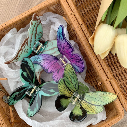 YHJ Hair Accessories New High-end Sense Simulation Butterfly Grab Clip Disc Hair Printing Hairpin Back Head Shark Clip Hair Grab