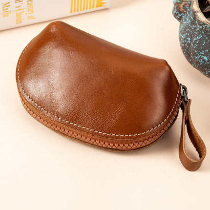 Vintage Women's Cowhide Fashion Coin Purse Leather Earphone Bag Lipstick Coin Change Key Bag Leather Storage Bag