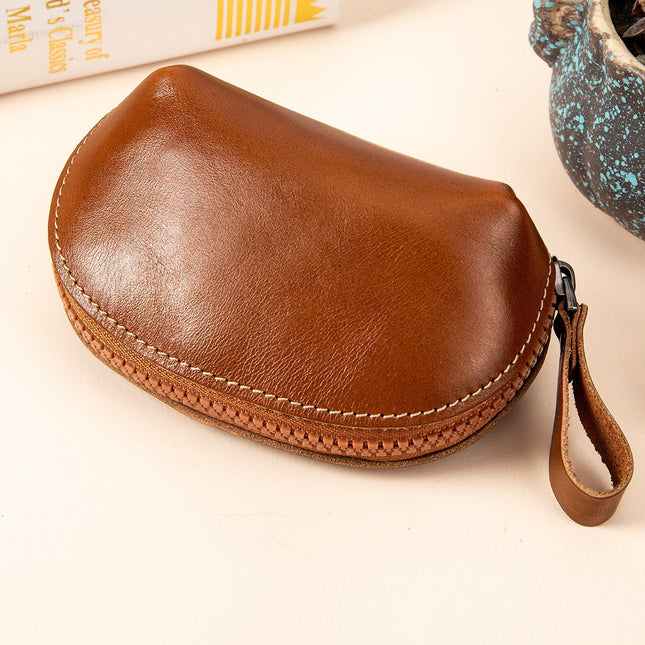 Vintage Women's Cowhide Fashion Coin Purse Leather Earphone Bag Lipstick Coin Change Key Bag Leather Storage Bag