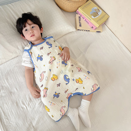 Baby Vest Sleeping Bag Summer Thin Gauze Pure Cotton Baby Kick-proof Sleeveless Children's Pajamas Air-conditioned Room Anti-cold