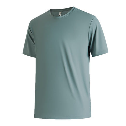 Dan Baoni | Summer Cool Sense Sunscreen Solid Color Advanced Sense Ice Silk Men's T-Shirt Loose Round Neck Shoulder Short Sleeve Customization