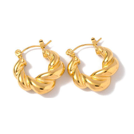 Cross-border European and American earrings ins fashion short C- shaped horns earrings stainless steel 18K gold-plated earrings women wholesale