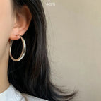 Silver plain hoop earrings 4cm835