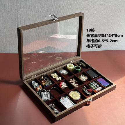 Walnut Grain Large Capacity Jewelry Storage Box Ring Earrings Necklace Jewelry Box Bracelet Jewelry Dustproof Display Box