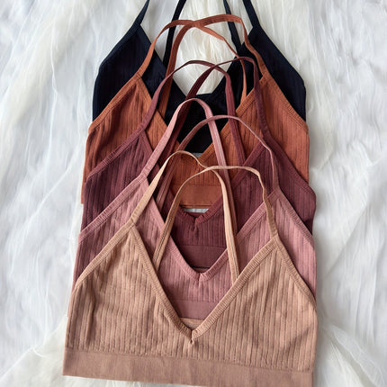 5Pcs Seams Ribbed Comfort Wires Cross Strap Back