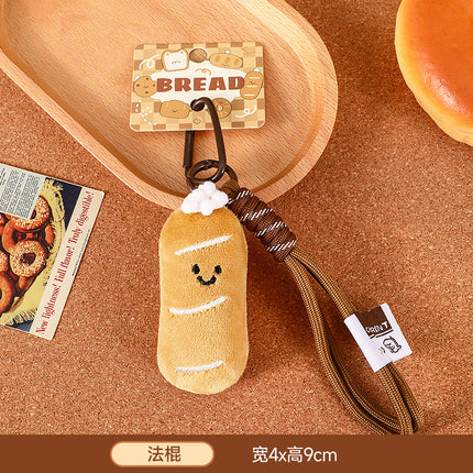 Mo Yan Plush Cute Bread Pendant Rope Series Student Backpack Decoration Gift Doll Keychain