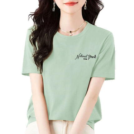 pea green Cotton Short-sleeved T-shirt Women's Colorful Multi-color Optional Summer New All-match Age-reducing Western-style Loose Top