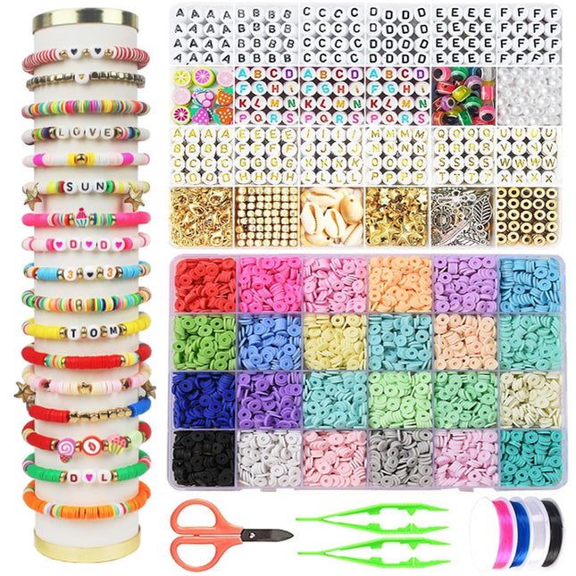 European and American Cross-border 24-grid Clay Bead Bracelet Making Kit 3mm23 Color Bead Bracelet Making DIY Jewelry Kit
