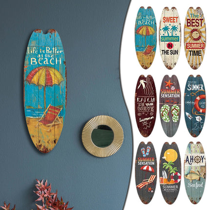 Cross-Border Surfboard Pendant Beach Leisure Wall Decoration Wooden Brand Hawaiian Party Supplies Scene Layout