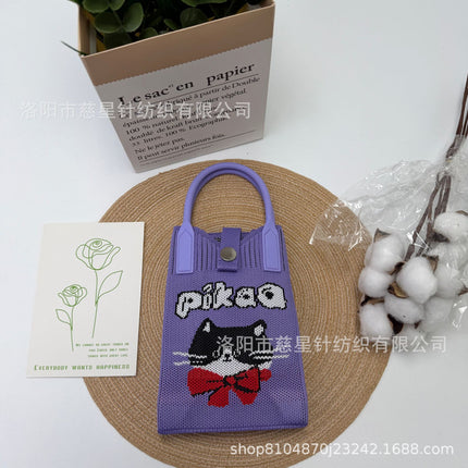 Girl's Heart-Shaped Knitted Crossbody Bag