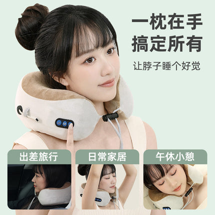Multifunctional U-Shaped Pillow Memory Foam Portable Car Travel Electric Neck Cervical Spine Massager U-Shaped Massage Pillow