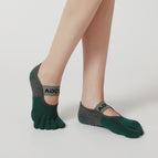 yoga five-finger color matching dark green / Free size