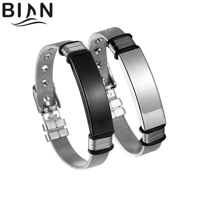 Titanium Steel Mesh Strap Couple Adjusting Bracelet Distinctive diy Mirror Curved Brand Bracelet Lover's Birthday Holiday Gift