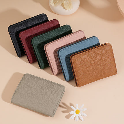 Cross-border Mini Cowhide Women's Wallet RFID Ultra-thin Short Genuine Leather Anti-magnetic Card Holder Women's Simple Sweet Small Wallet