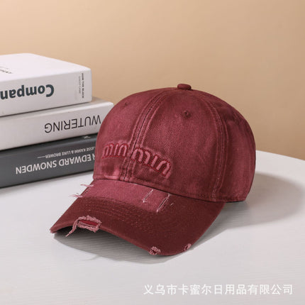 2025 New Letter Embroidered Baseball Cap Korean Style Washed All-match Face Showcase Soft Top Duck Tongue Hat Trend