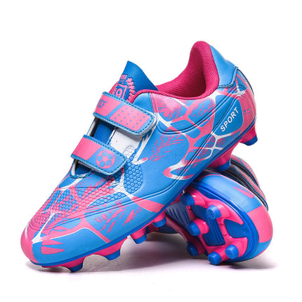 Children's Football Shoes with Long Spikes and Broken Nails, Leather Fashionable Velcro Low-Top Professional Competition Training Shoes, Sports Shoes Wholesale