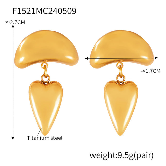 European and American Design Women's Hip Hop Personalized Trendy Titanium Steel Plated 18k Gold Geometric Devil's Eye Tassel Earrings suit