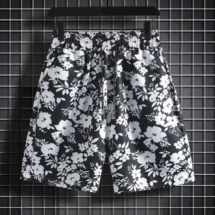 Hawaiian No-Iron Ice Silk Quick-Drying Five-Point Beach Shorts Men's Casual Printed Loose Thin Sports Large Pants