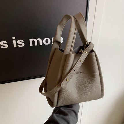 PU Litchi Grain Bucket Bag 4 Colors Medium Magnetic Closure Multi-Pocket Shoulder 2025 / Sac Seau PU Grain Litchi 4 Couleurs Moyen Fermeture Magnétique Multi-Poches Épaule 2025