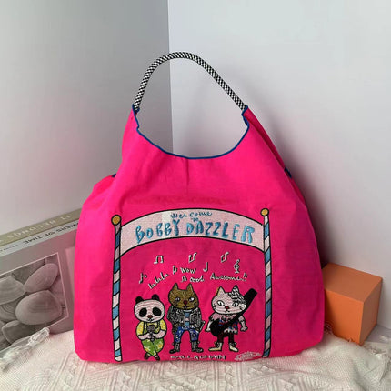 ball chain Japanese high quality eco-friendly shopping bag embroidered hand canvas bag nylon shopping bag