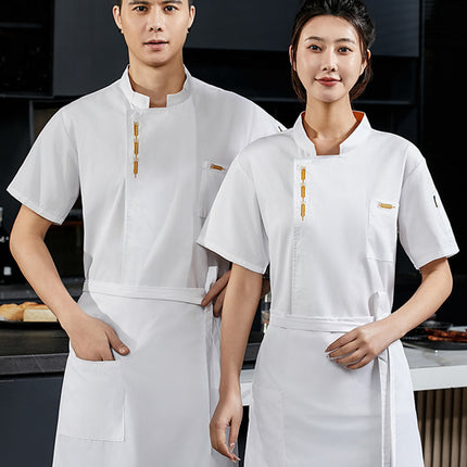 Chef overalls short sleeve summer restaurant canteen kitchen baking cake shop chef clothing manufacturers wholesale
