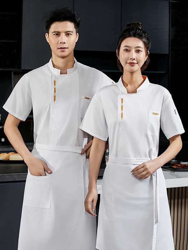 Chef overalls short sleeve summer restaurant canteen kitchen baking cake shop chef clothing manufacturers wholesale