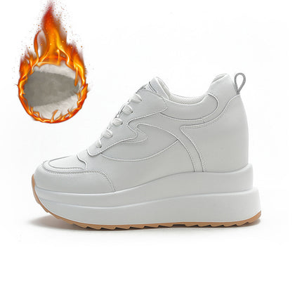 Trendy Sunday 2025 Autumn New Single Shoes Wholesale Thick-Soled Platform Inner Heightening Casual White Shoes Women's Shoes
