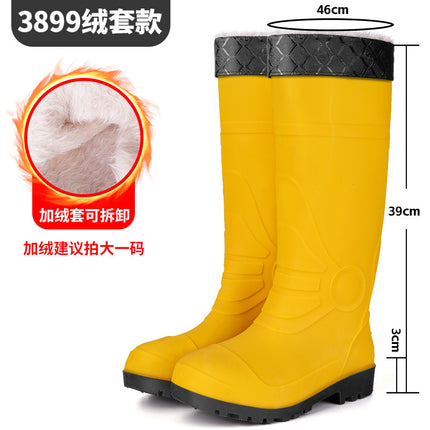 Men's High Rain Shoes Thickened Frosted Green Rubber Shoes Outer Wear Yellow Wading Boots Workers' Shoes Farming Water Shoes Rain Boots Men's Shoes
