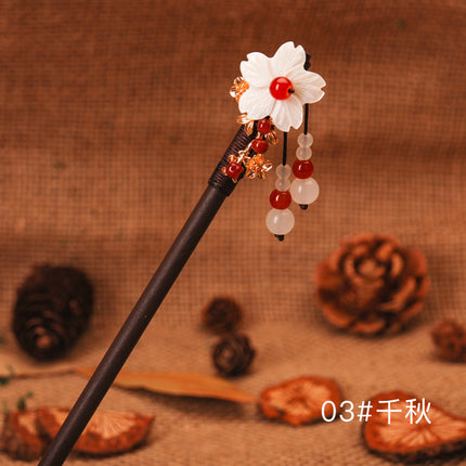 Antique Hairpin Tassel Step Wooden Hairpin Imitation Ebony Headwear Disc Hair Han Clothes Accessories Hair-pulled Ancient Clothes Hair Women