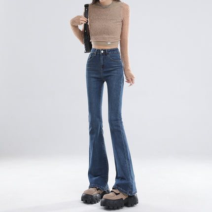 2025 Fall/Winter Main Collection: Micro-Flared Jeans for Women, Stylish High-Waisted Slimming Bootcut Pants for Petite Figures
