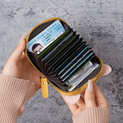 Factory new organ card bag women's lightweight student pig zipper multi-card card holder soft leather card holder coin purse