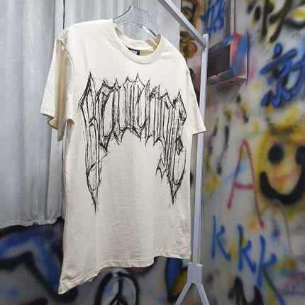 Meichao High Street REVENGE Sketch Smoking Figure Printed Round Neck Short Sleeve Foaming Pattern T-shirt Men's and Women's Summer Fashion