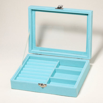 Advanced New Glass Jewelry Box Ring Earrings Earrings Bracelet Necklace Jewelry Display Flannel Jewelry Storage Box