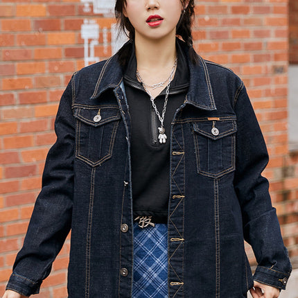 plus size Men's Loose Denim Jacket Plus Fat Plus Trendy Denim Shirt Chubby Top Autumn Stretch Jacket for Men and Women