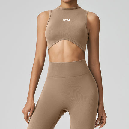 Juman Yoga Sports Suit Women's Two-Piece Shockproof Gathering High-End Casual Running Quick-Dry Sports Suit