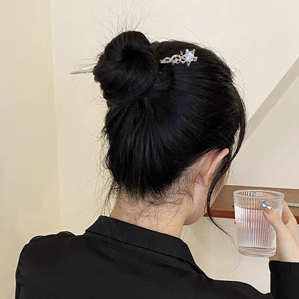 New Chinese Style Elegant Crystal Magic Wand Star Moon Hairpin Creative Faucet Auspicious Cloud Lotus Hairpin Hair Accessories
