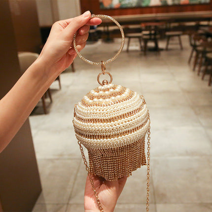 Cross-border Pearl dinner bag diamond bag portable ladies bag chain diagonal bag a generation of hair